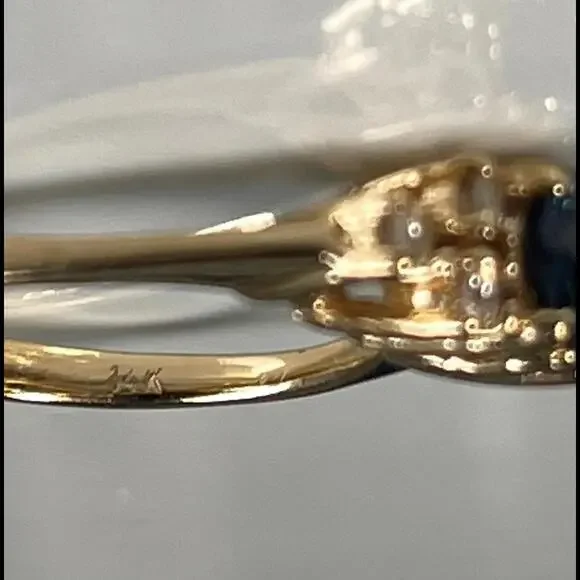 Sapphire Ring 14k Unique Engagement Ring Diamond Blue Sapphire Engagement Ring